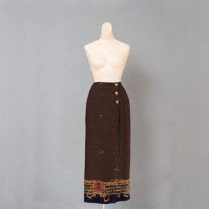 Vintage 90s skirt , Vintage Equestrian Midi Pencil Skirt High Waisted